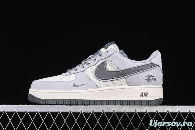 Nike Air Force 1 '07 Low Stussy Collaboration - Pig Grey Swoosh Low-Top Casual Sneakers - XZ3318-066
