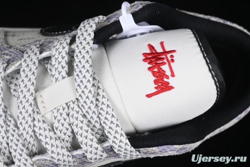 Nike Air Jordan 1 Low AJ1 Stussy Snake Year Limited Edition Purple Snake Grain High-End Custom Retro Basketball Shoes - FC1688-201