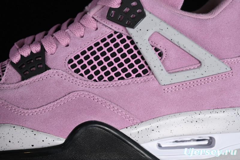 Nike Air Jordan 4 Retro "Orchid" Sneakers with Suede Upper and Cement Grey Accents - AQ9129-501