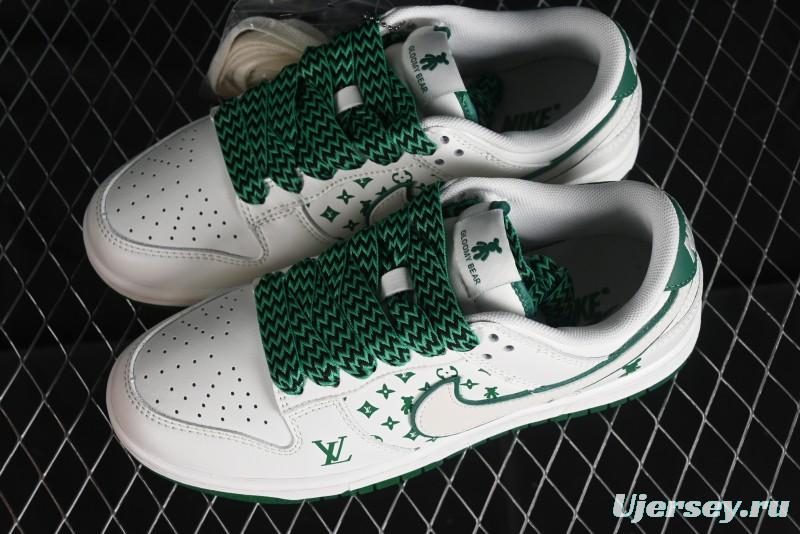 Nike SB Dunk Low LV Collaboration - Beige Green Violent Bear Anniversary High-End Custom Low-Top Casual Skate Shoes - SJ2068-241