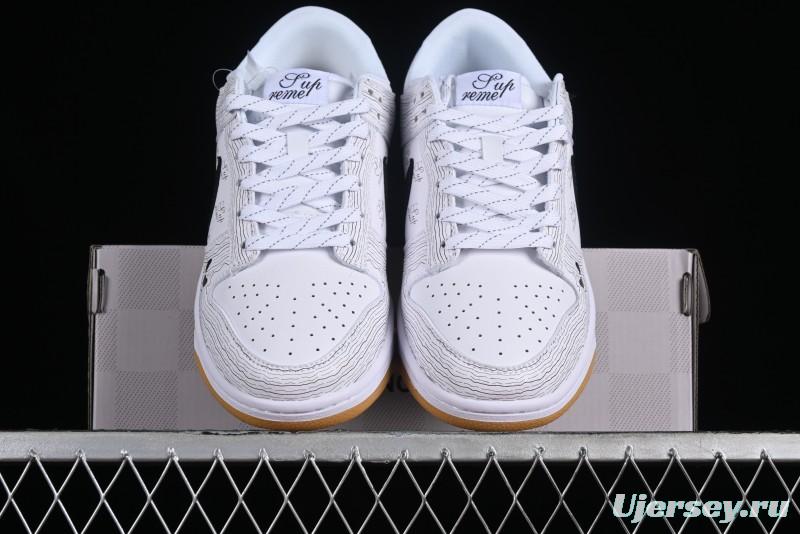 Supreme x Nike Dunk Low SB Casual Skate Shoes with Zoom Air Cushion - XD6188-034
