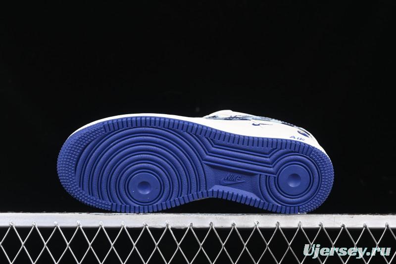 Nike Air Force 1 '07 Low Bape Collaboration - Blue Four Small Swoosh Casual Sneakers - KK1988-036