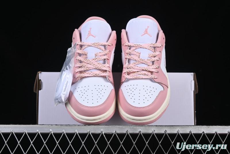 Nike Air Jordan 1 Low AJ1 Custom White Pink Low-Top Casual Lifestyle Sneakers - DC0774-162
