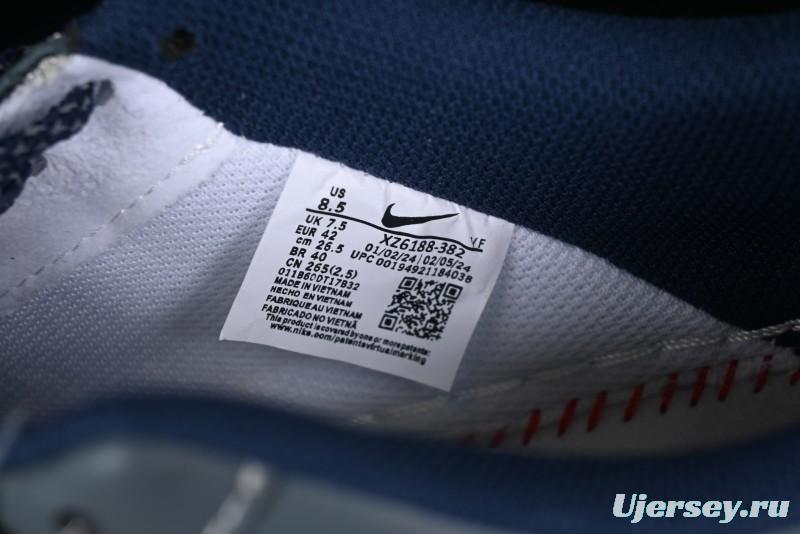 Nike Air Force 1 '07 Low Supreme Casual Sneakers in Grey Blue with Red Swoosh - XZ6188-382
