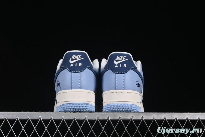 Nike Air Force 1 '07 Low Stussy Collaboration Dual-Tone Sky Blue Low-Top Casual Sneakers - XS1958-516