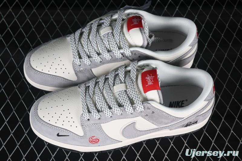 Nike SB Dunk Low Stussy Year of the Snake Limited Edition Grey Snake Swoosh Anniversary Custom Low-Top Casual Sneakers - XX3168-117