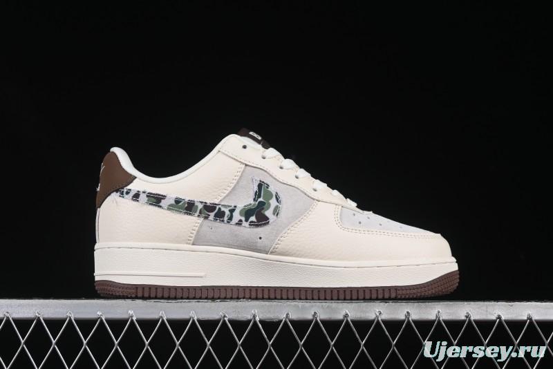 Nike Air Force 1 '07 Low Bape Camouflage Swoosh Beige Casual Sneakers - DF0188-030
