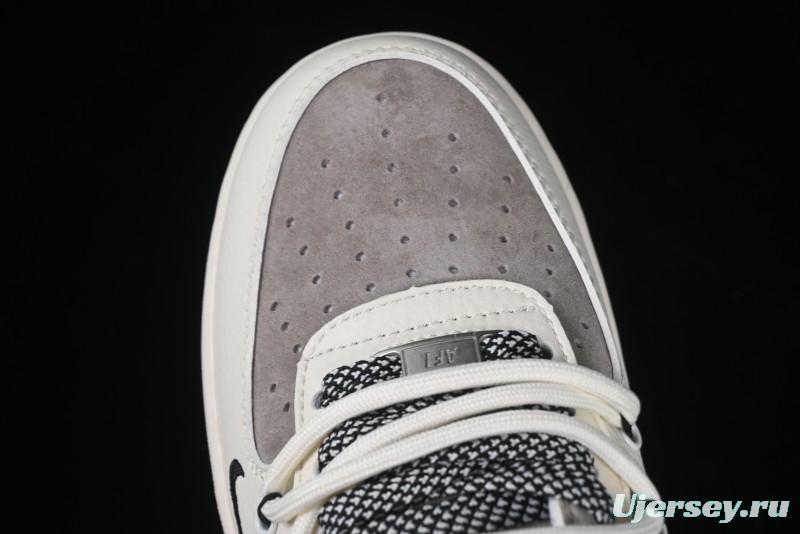 Nike Air Force 1 '07 Low Stussy Collaboration Beige Black Drawstring Casual Sneakers - SJ1198-109