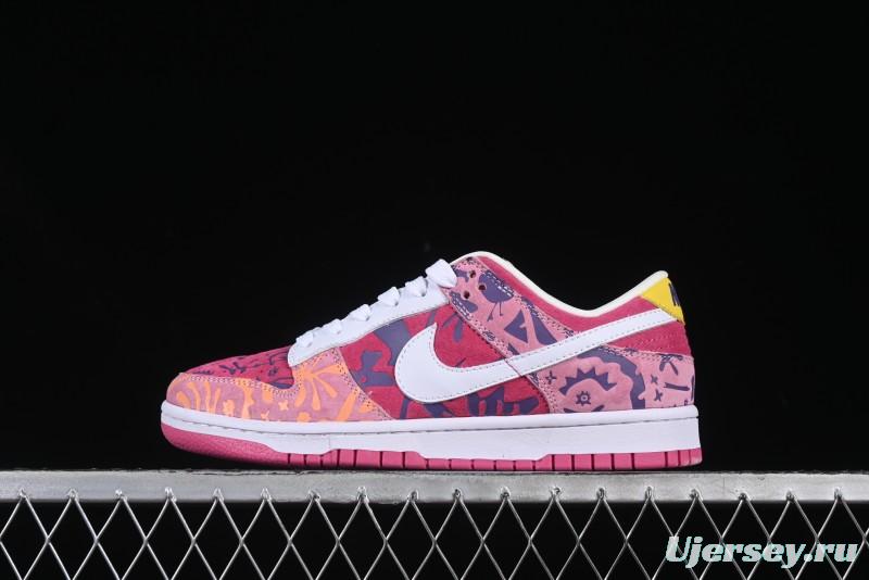 Nike SB Dunk Low Color Embossed Pink with White Swoosh Anniversary Custom Low-Top Casual Skate Shoes - XD6188-047