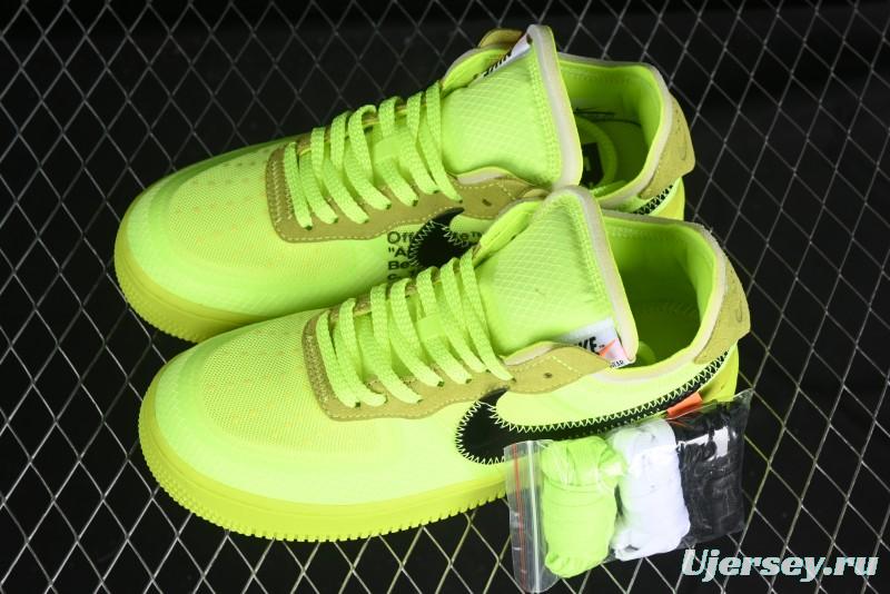 Nike Off White x Air Force 1 Low OW Collaboration Transparent Yellow Sneakers - AO4606-700