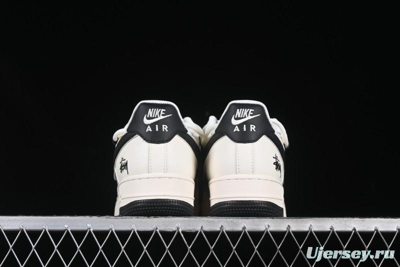 Nike Air Force 1 '07 Low Stussy Collaboration Beige Black Drawstring Casual Sneakers - SJ1198-109