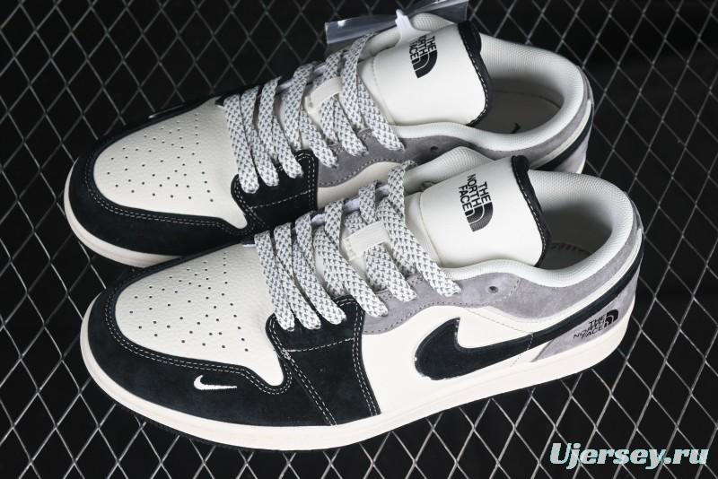 Nike Air Jordan 1 Low AJ1 The North Face Collaboration - Grey Black Toe Retro Basketball Shoes - XX3318-512