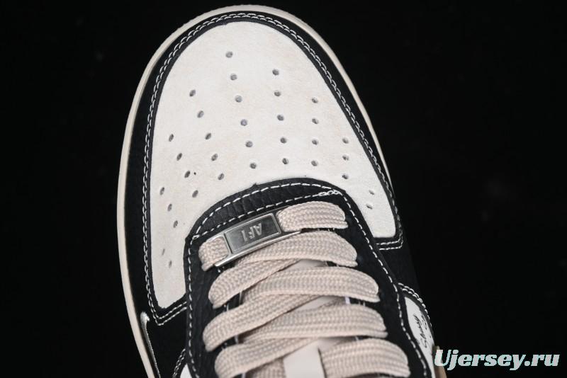 Nike Air Force 1 '07 Low Stussy Collaboration Black Leather & Gum Sole Low-Top Casual Sneakers - CH6336-519