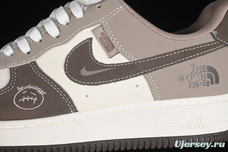 Nike Air Force 1 '07 Low The North Face Collaboration Light Brown Ghost Face Casual Sneakers - KK1988-065