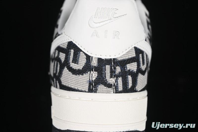 Nike Air Force 1 '07 Low Dior Collaboration Black Pattern Low-Top Casual Sneakers - DF0188-028