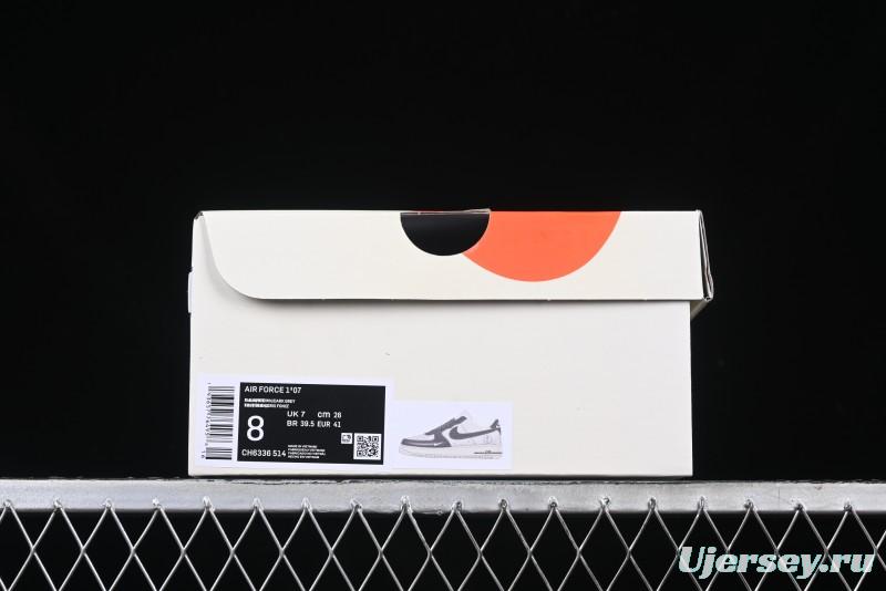 Nike Air Force 1 '07 Low Moncler Collaboration - Black Lychee Grain Pigskin Low-Top Casual Sneakers - CH6336-514