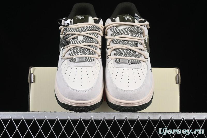 Nike Air Force 1 '07 Low Stussy Collaboration Camo Swoosh Drawstring Casual Sneakers - DM6688-014