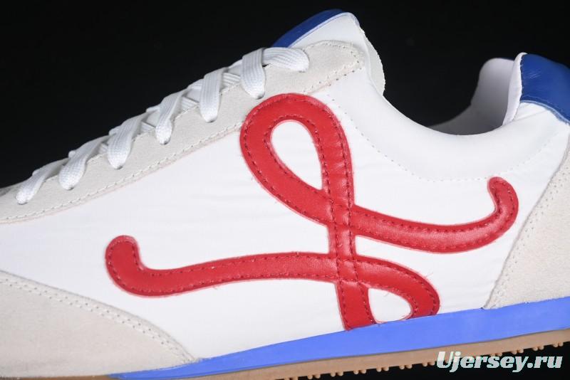 Loewe Ballet Runner 2.0 Sneakers Retro Style Low-Profile Casual Sports Shoes with Asymmetric Toe Design - White Blub