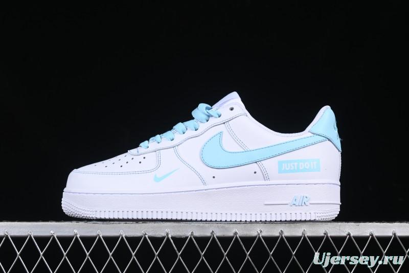 Nike Air Force 1 '07 Low Casual Sneakers with White & Blue Swoosh - CW2288-026