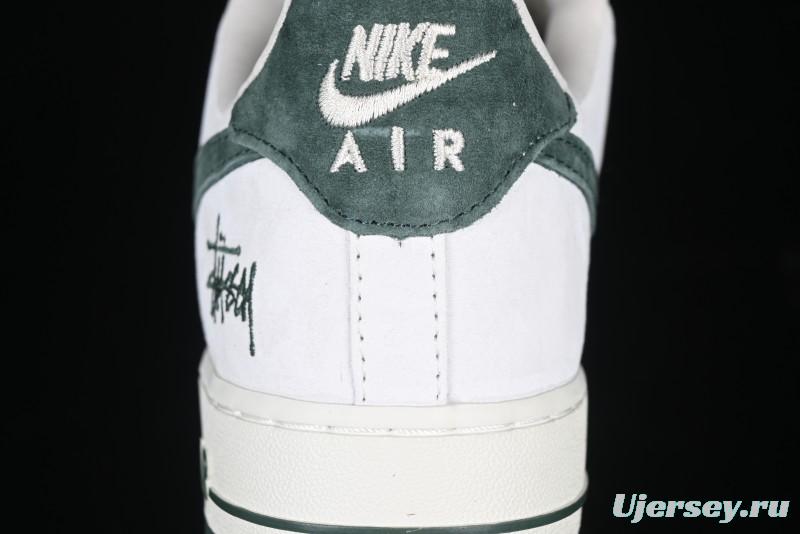 Nike Air Force 1 '07 Low Stussy Collaboration Green Suede Swoosh Low-Top Casual Sneakers - CH6336-511