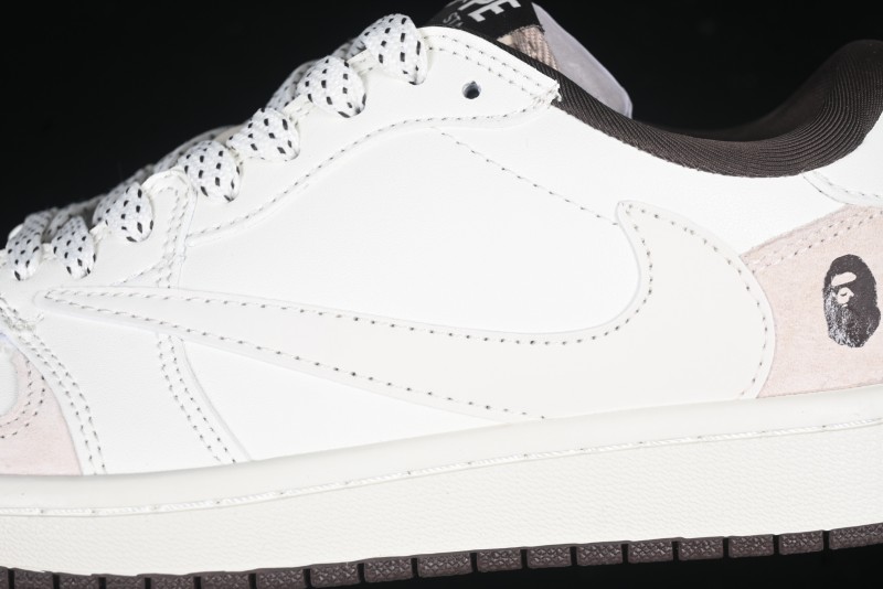 Nike Travis Scott x Fragment Design x Air Jordan 1 Low OG SP AJ1 Bape Collaboration Sneakers - AG3702-807