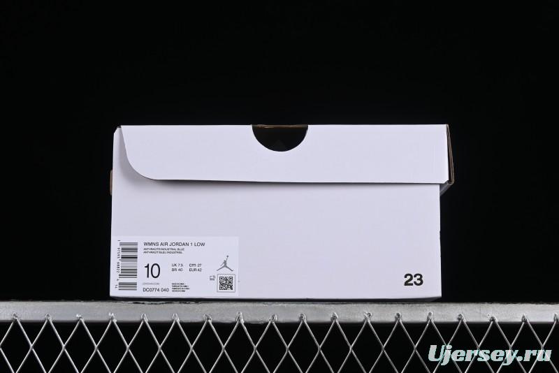 Nike Air Jordan 1 Low AJ1 Black Grey Blue Hook Basketball Shoes - DC0774-040