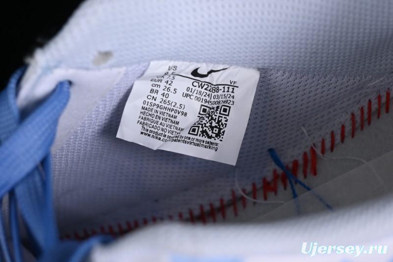 Nike Air Force 1 '07 Low Witch Collaboration Custom Leather Sneakers with Skull Design and Gradient White-Blue - CW2288-111