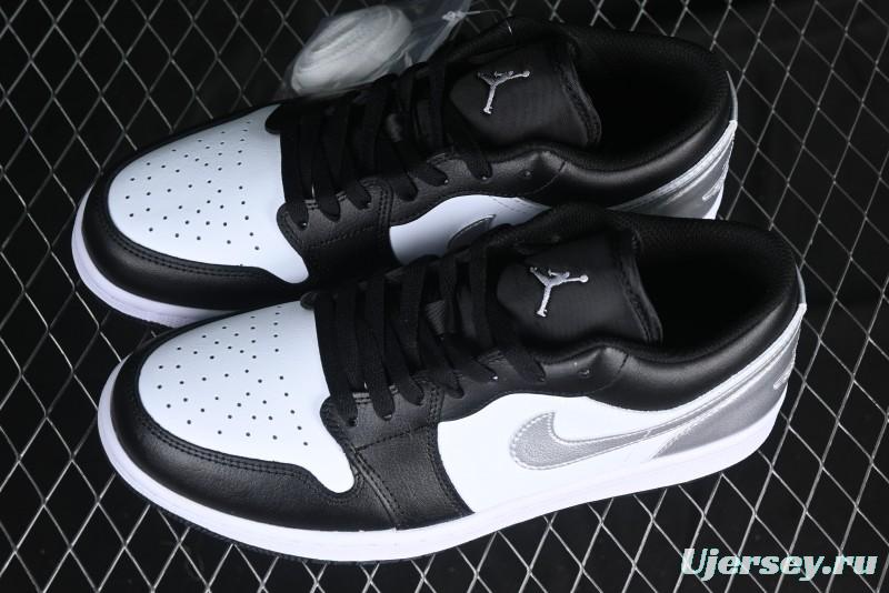 Nike Air Jordan 1 Low AJ1 Basketball Shoes in Black White Silver - 553558-131