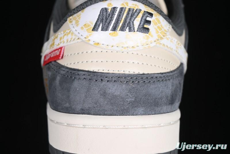 Nike SB Dunk Low Supreme Snake Year Collaboration White Hook Anniversary High-End Custom Low-Top Casual Skate Shoes - DM6868-016