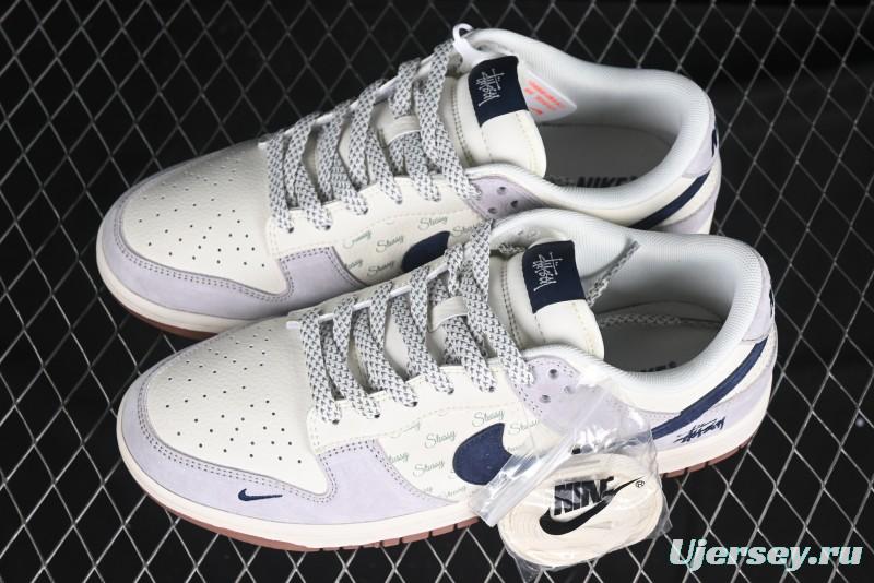 Nike SB Dunk Low Stussy Collaboration Blue Swoosh Gum Sole Anniversary Custom Low-Top Casual Sneakers - XS1086-012