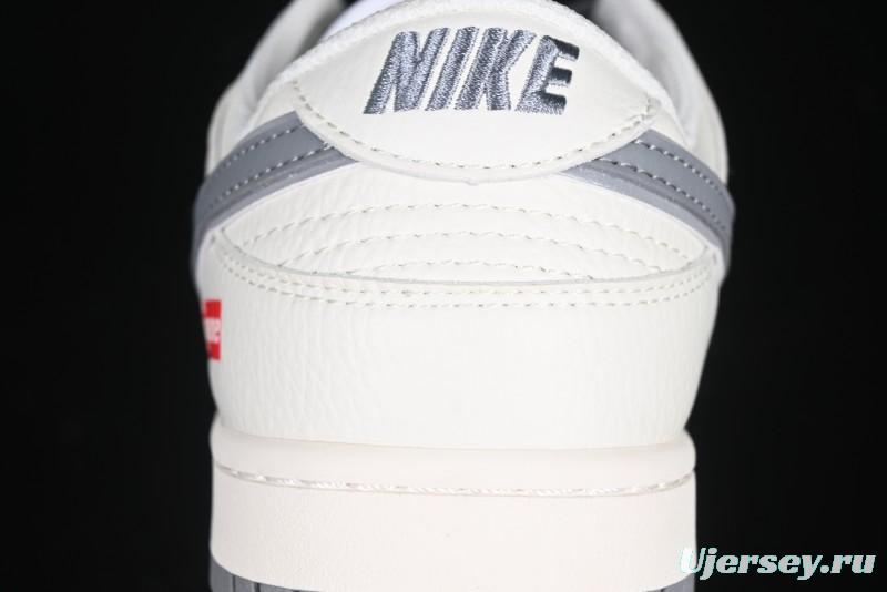 Nike SB Dunk Low Supreme Collaboration Grey Swoosh Double Mini Swoosh Anniversary Custom Low-Top Casual Sneakers - XX2025-688