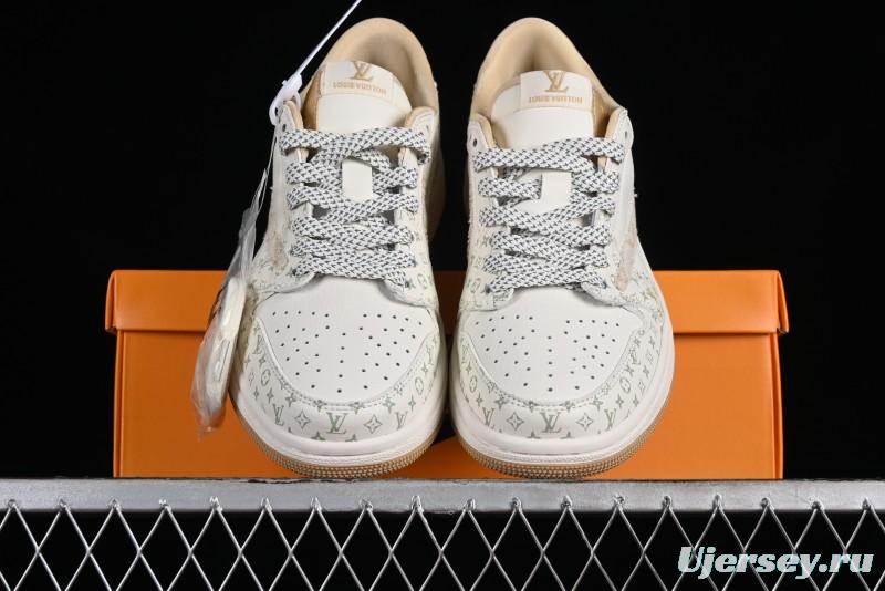 Nike Air Jordan 1 Low OG SP Travis Scott x Fragment Design Retro Sneakers with Reverse Swoosh - SJ2068-006