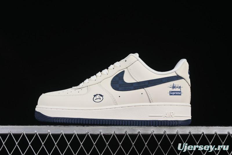 Nike Air Force 1 '07 Low Stussy Supreme Collaboration Checkerboard Beige Low-Top Casual Sneakers - DF0188-037