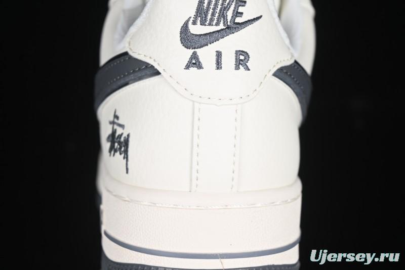 Nike Air Force 1 '07 Low Stussy Collaboration - Grey English Patchwork Low-Top Casual Sneakers - XZ3328-536