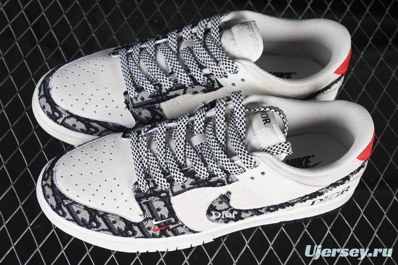 Nike SB Dunk Low Dior Collaboration Woven Black Swoosh Anniversary High-End Custom Low-Top Casual Sneakers - DJ2024-131