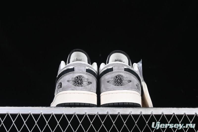 Nike Air Jordan 1 Low AJ1 The North Face Collaboration - Grey Black Toe Retro Basketball Shoes - XX3318-512