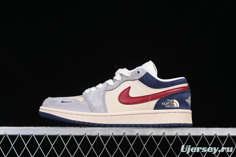 Nike Air Jordan 1 Low AJ1 The North Face Collaboration Grey Blue Red Hook Retro Basketball Shoes - DM9188-012