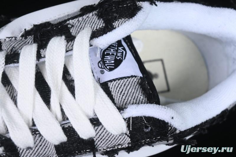 Vans Knu Skool Checkerboard Washed Denim Low-Top Casual Skate Shoes - VN000CS0239