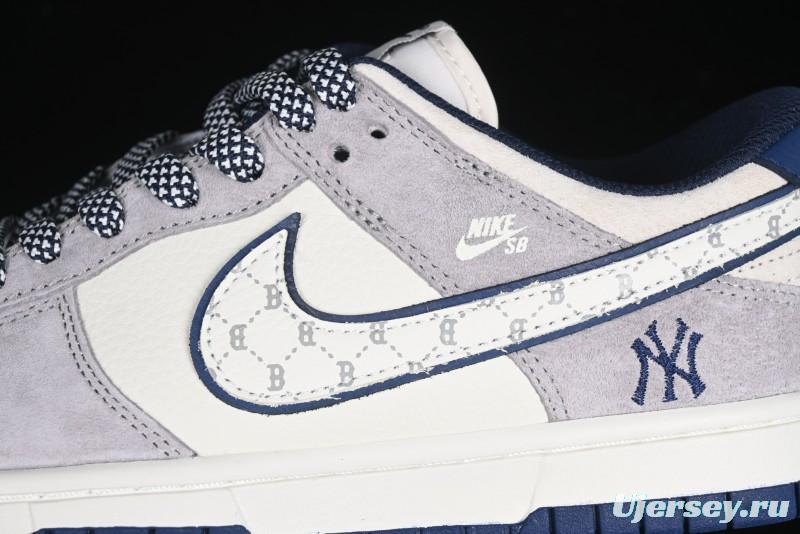 Nike SB Dunk Low MLB Collaboration Embroidered Blue Logo Anniversary Custom Low-Top Casual Skate Shoes - DJ2024-092