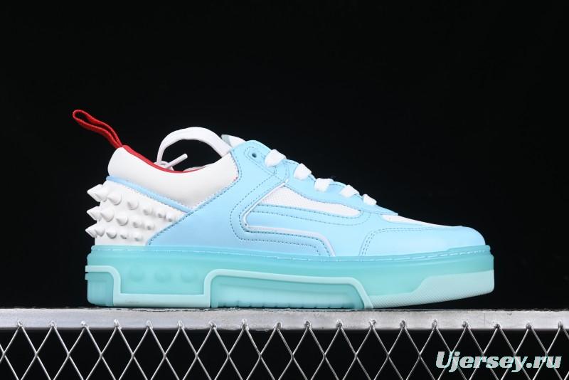 Christian Louboutin Funnyto Flat Comfortable Fashion Low-Top Sneakers with Raw Ice Blue Sole - X.D4