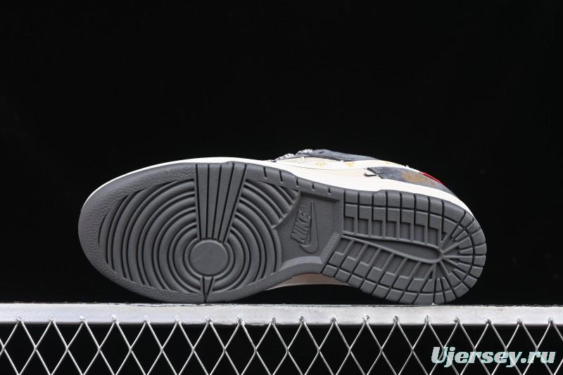 Nike SB Dunk Low Supreme Snake Year Collaboration White Hook Anniversary High-End Custom Low-Top Casual Skate Shoes - DM6868-016