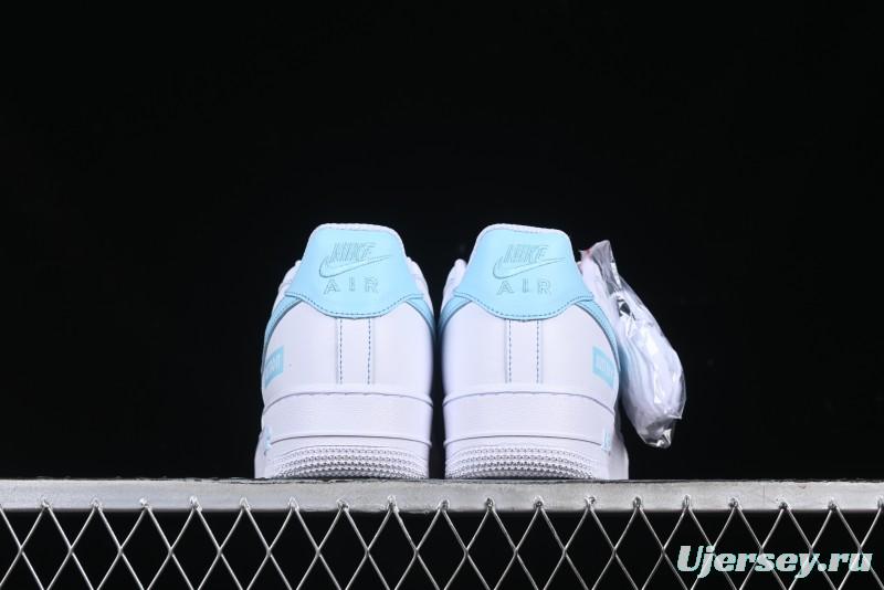 Nike Air Force 1 '07 Low Casual Sneakers with White & Blue Swoosh - CW2288-026