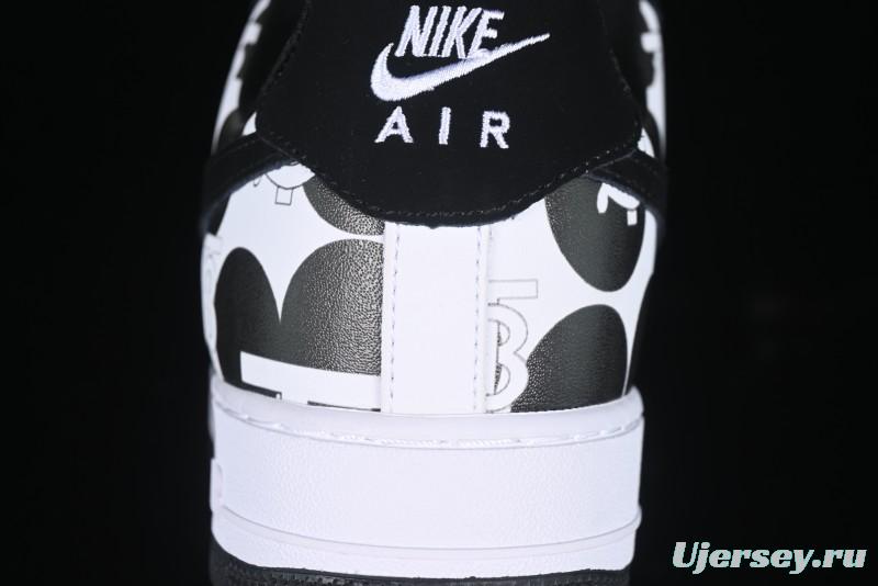 Nike Air Force 1 '07 Low Burberry Collaboration Black White Cow Print Casual Sneakers - DF0188-029