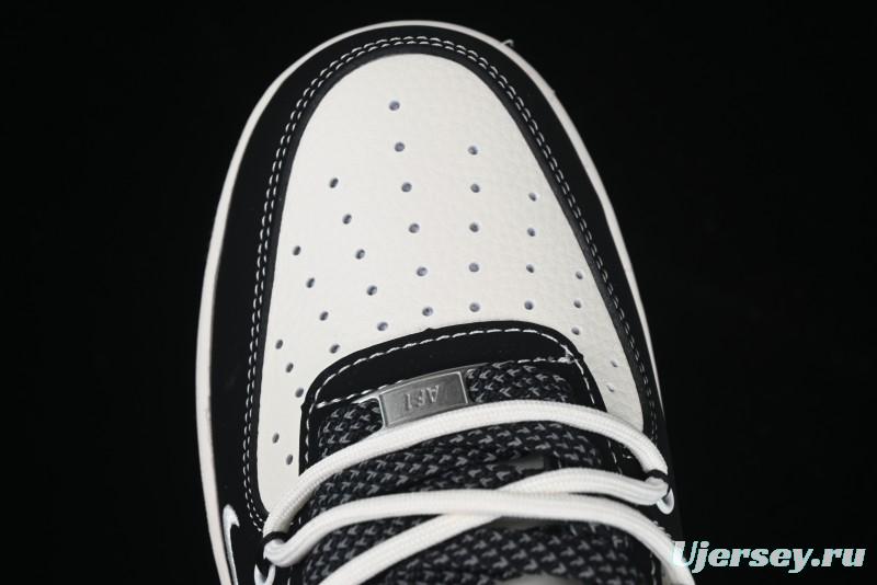 Nike Air Force 1 '07 Low Stussy Collaboration Black White Lace-Up Low-Top Casual Sneakers - SJ1198-108