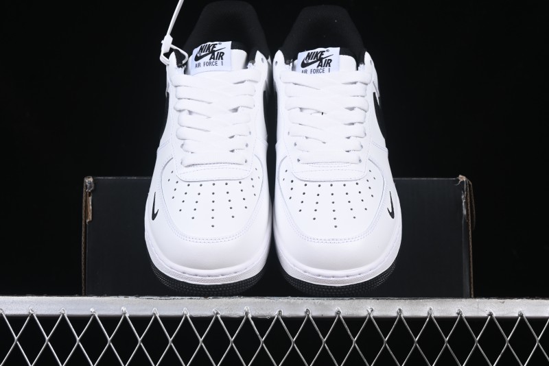 Nike Air Force 1 '07 Low White Black Swoosh Casual Sneakers - 315122-103