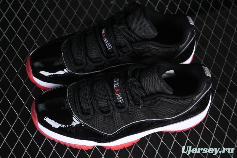 Nike Air Jordan 11 Low Bred Basketball Shoes with Patent Leather and Carbon Fiber - FV5104-006