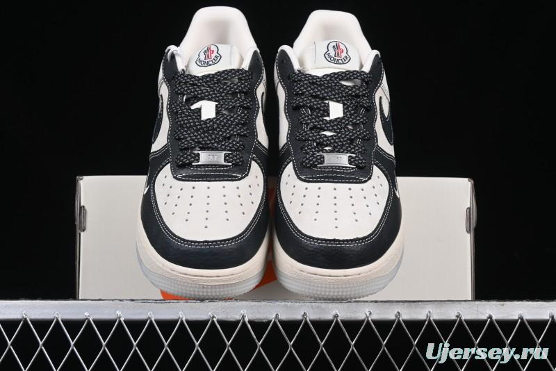 Nike Air Force 1 '07 Low Moncler Collaboration - Black Lychee Grain Pigskin Low-Top Casual Sneakers - CH6336-514