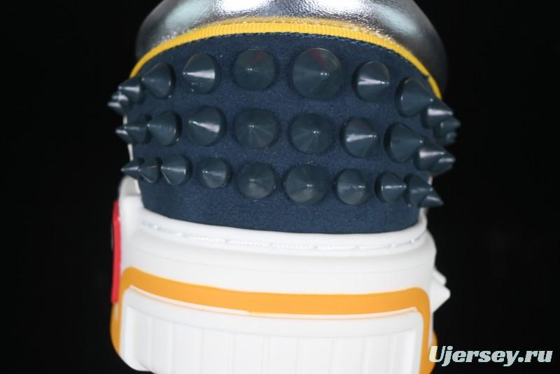 Christian Louboutin Funnyto Flat Comfortable Fashion Low-Top Sneakers in White Yellow Red - X.D4