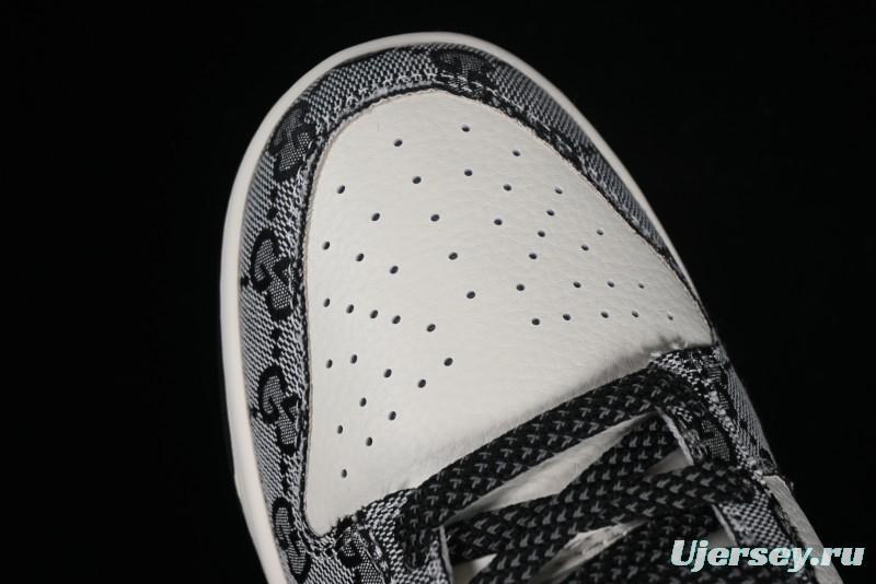 Nike SB Dunk Low Gucci Collaboration - Grey Pattern Anniversary High-End Custom Low-Top Casual Skate Shoes - BB9676-311