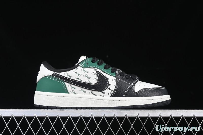 Nike Travis Scott x Fragment Design x Air Jordan 1 Low OG SP AJ1 Stussy Collaboration - Black Green - AG3702-805